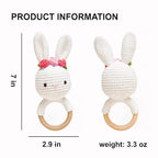 Bunny White Bunny rattles Toy for Young Children, Handmade Woolen Toy with Strict Quality Testing Process, Usable as House Decoration (White Bunny Rattles)