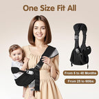 Baby Sling Carrier,Toddler Carrier, 2025 New Baby Sling with Waist Harness,Portable and Lightweight Sling,Non-Slip Hip Seat Carrying 25-60lbs(Black)
