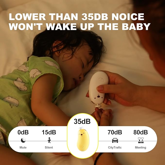 Baby Nail File Electric, Gentle Rechargeable Nail Trimmer, Baby Nail Clippers Grooming Kit Manicure Set for Infant Toddler or Adults, 6 Grinding Head Replacement Pads White