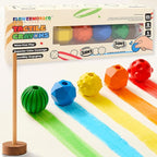 Lebze 5 Colors Educational Crayons Washable for Boys Girls Toddlers, Jumbo Non-Stick Kids Crayons, Easy to Hold Stacking & Sorting Sensory Toys Preschool Learning Ages 2+ Flower Monaco