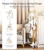 Mallify Convertible High Chairs for Babies and Toddlers, Height Adjustable Baby High Chair, High Chair with Removable Tray, Adjustable Backrest, Portable Baby Dinning Chair with Lockable Wheels