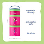 Whiskware Disney Princess Stackable Snack Containers for Kids, 3 Stackable Snack Cups for School and Travel, Mulan and Cri-Kee
