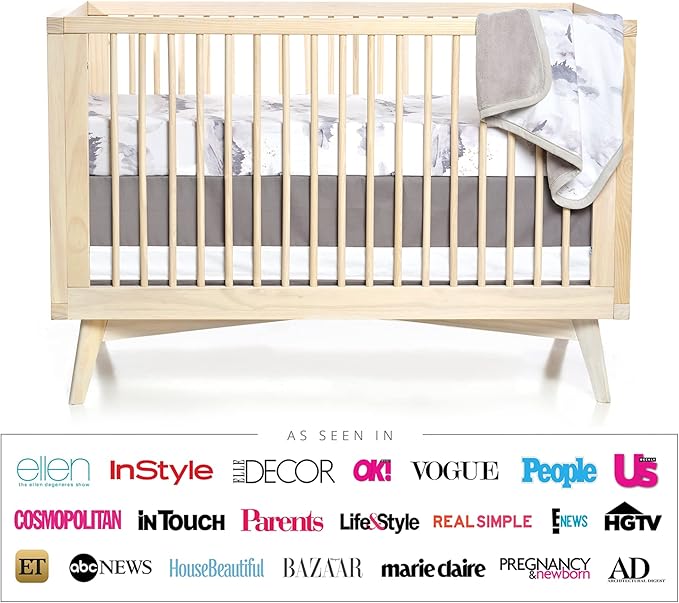 Oilo Crib Sheet, Breathable, Fitted, Turkish Cotton Jersey, 300 Thread Count, Machine Washable, Fits Standard Crib (28" x 52" x 6"), Toddler Bedding, Girl, Boy & Neutral Nursery Design, Misty Mountain