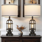 26" Vintage Industrial Table Lamps Set of 2, Farmhouse 3 Way Dimmable Touch Control LED Night Lights Table Lamp with USB A+C Ports & AC Outlet, Rustic Retro Beside Nightstand Lamp for Bedrooms Bronze