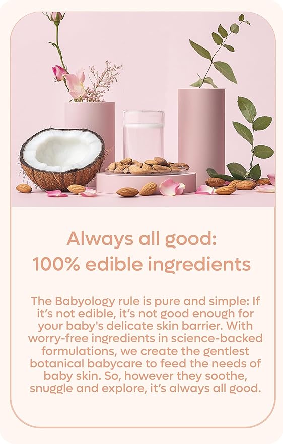 Babyology All Natural Baby Wash and Shampoo - 100% Edible Ingredients - with Organic Lavender Essential Oil (Fragrance Free) - Good for Sensitive Skin - Non Toxic - Tear Free
