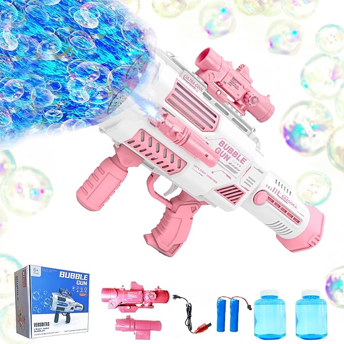 Automatic Gatling Bubble Gun,Big Size 7.5"x16.7",That Produces Thousands of Bubbles per Minute, Suitable for Children and Adults and Perfect for Summer Indoor and Outdoor Parties