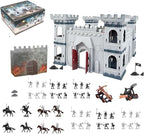254pcs/set Medieval Castle Knights Toy Soldier - Army Figures Miniature Playset with Castle, Four-Color Soldier, Cavalry and Arrow Tower (Castle and 4 Color Soldiers)