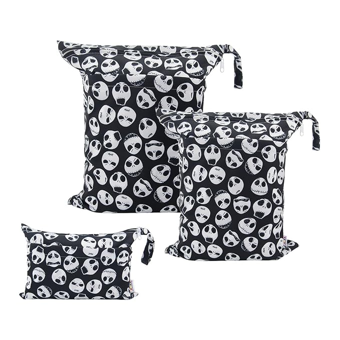 ALVABABY 3pcs Baby Cloth Diaper Wet Dry Bags Waterproof Reusable with Two Zippered Pockets Travel Beach Pool Daycare Soiled Baby Items Yoga Gym Bag for Swimsuits or Wet Clothes 3L-YA132