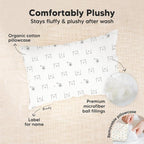 Mini Toddler Pillow with Pillowcase - 9x13 My Little Dreamy Travel Kids Pillow for Sleeping, Toddler Bed, Small, Tiny, Organic Cotton Pillowcase, Soft & Breathable, Kids 2-4 Years Old(Bumble Bear)