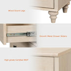 WAMPAT Kids Dresser with 6 Drawers, Baby Dressers with Wide Chest of Drawers, Mid Century Modern Wooden Closet Storage Organizer, Large Wood Dressers for Bedroom, Nursery, Hallway, Beige, 68 inch