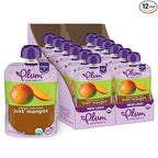 Plum Organics Just Mangos, 4+ Months - Organic Baby Food Pouches, 3.5 oz Pouch (Pack of 12)