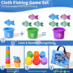 Montessori Toys for 1 Year Old,20PCS Baby's Sensory Toy First Fishing Toy Set for 1-3 Boy Girl Birthday Gift,Educational Learning Toys Stacking Cups Number Counting, Color Sorting for 12-18 Month Baby
