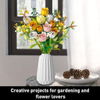 Pink Roses Bouquet Building Set for Adults - Artificial Flowers Botanical Collection for Home Decor & Table Centerpieces - Creative Gift for Women, Plant & Flower Lovers