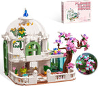 Botanical Garden Building Set, Flower Glass House Building Block Set with Luminous - 732 PCS Greenhouse Buiding Toy with Flowers Potted Plants Bunny Animals Model Xmas Gift for Adults Teens