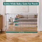 Babelio 31.5-55" No Bottom Bar Baby Gate Extra Wide, 2-in-1 Auto Close Dog Gate for The House, Stairs and Doorways, with Large Walk Thru Door, Grey