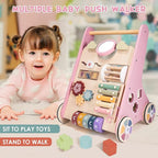 Wooden Baby Walker, Baby Push Walker, Montessori Toddler Walker Toy, Push and Pull Learning Activity Walkers, Baby Walker with Wheels for Boys&Girls 1 Year Old, Baby Walker Push Toy Gifts for Toddler