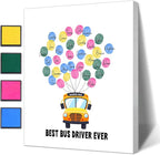 SHLINCO Thank You School Bus Driver Gift, Creative Fingerprint Art Ornaments, Students Thank You For The School Bus Driver Gift, Can Be Used For Desktop Decoration