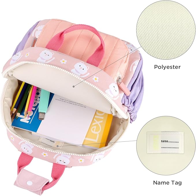 GAGAKU Toddler Backpack for Girls - Kids Mini Backpacks 2-6 years old Cartoon Breathable Comfortable Preschool Backpack for School Travel - Pink Cat