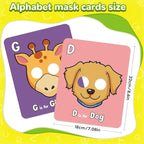 26 PCS Alphabet ABC Flash Cards with Animal Masks, Colorful Alphabet Mask Cards, Giant Letter ABC Animal Faces Flash Learning Flashcards, Interactive Education Games, Learn Letters