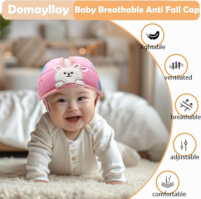 Baby Helmet for Crawing Walking,Soft Infant Safety Helmet,Baby Helmet 1-2 Years for Anti-Fall Head Protector,Adjustable, Breathable