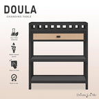 Dream On Me Doula Changing Table in Matte Black – JPMA & GREENGUARD Gold Certified, Enclosed Dressing Area for Safety, Two Spacious Storage Shelves & A Closed Drawer, Converts to Nightstand