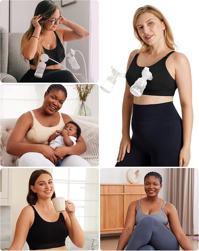 Momcozy Hands Free Pumping Bra, Adjustable Breast-Pumps Holding and Nursing Bra, Pumping & Nursing Bra in One