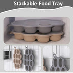 Silicone Baby Food Freezer Tray 2Pack Perfect Food Storage Containers for Homemade Baby Food, Fruit Purees, Breastmilk, Vegetable (Grey + Tan)