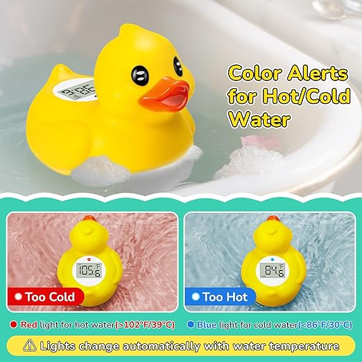 Baby Bath Thermometer – Digital Safety Water Thermometer for Baby Bathtub – °C/°F Display, BPA-Free & Waterproof – Floating Duck Toy for Newborns & Toddlers