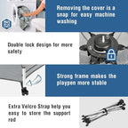 PRObebi Portable Pop Up Playpen for Babies and Toddlers - Grey Lightweight Outdoor Play Yard with Three Sun-Shade - Beach and Indoor Use with Travel Bag