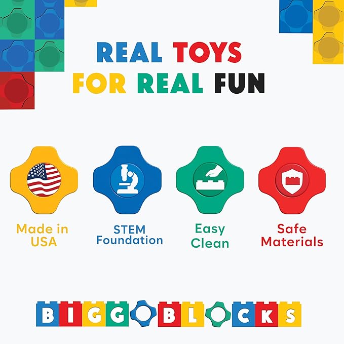 Big Blocks for Kids Ages 4-8 — Indoor & Outdoor Blocks Kids Games — Yellow Large Building Blocks - 48pc