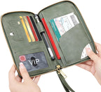 Leather RFID Blocking Passport Holder Travel Wallet, Passport Cover/Travel Wallet for Women/Men with