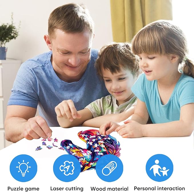 Puzzles for Adults 1000 Piece, Horse Liberty Cool Puzzles Wooden Jigsaw 22 * 25.6 in, Unique Shape Animal Adult, Irregular Wood Best Gift for Adults and Kids Family Game