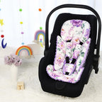 Infant Car Seat Insert, Soft Baby Car Seat Head & Body Support for Girl Boy, Reversible Newborn Preemie Carseat Insert Cushion with 3 Straps Pads Fits CarSeat, Stroller, Swing, Bouncer, Purple Floral