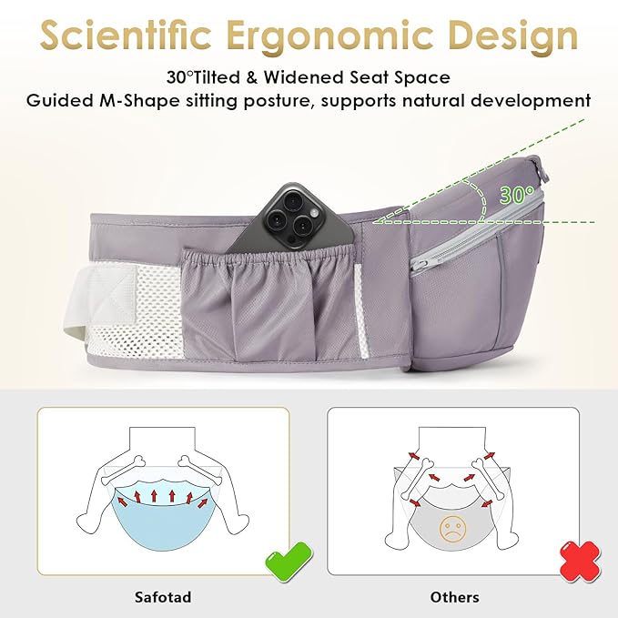 Baby Carrier Newborn to Toddler, Lightweight Ergonomic Baby Hip Seat Carrier Up to 33lbs, Adjustable Extended Waistband Infant Carrier with Breathable Sunshield, Light Grey