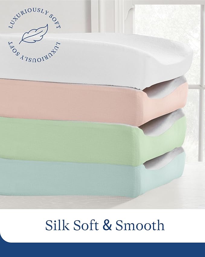 PurComfy Supersoft Diaper Changing Pad Covers, 2-Pack Premium Bamboo Viscose Change Table Pad Covers for Baby Girls and Boys, Hypoallergenic Stretchy Changing Table Cover Sheets