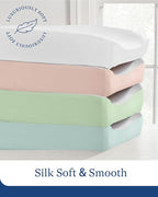 PurComfy Supersoft Diaper Changing Pad Covers, 2-Pack Premium Bamboo Viscose Change Table Pad Covers for Baby Girls and Boys, Hypoallergenic Stretchy Changing Table Cover Sheets