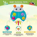 Ladybug Baby Light Up Toys with Rattle Led Light Music, Interactive Educational Fine Motor Development Toy for 3-6-12-18-24 Months Baby Toddler