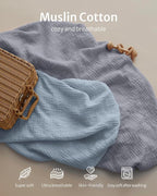 Blissful Diary Muslin Changing Pad Cover for Girls Boys, Ultra Soft Breathable Cotton, Baby Diaper Change Table Pad Covers, 2Pack (Light Blue&Grey)