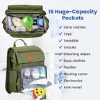 PILLANI Baby Diaper Bag Backpack - Large Bag for Boys & Girls, Waterproof Diaper Backpack - Travel Diaper Bags w/Changing Pad, Baby Registry Search & Shower Gifts - Essentials Must Haves Newborn Stuff