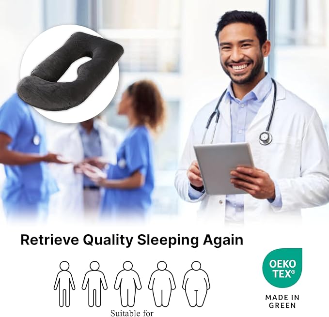 Pregnancy Pillow, Full Body 57 Inch Maternity Pillow with Removable Washable Cover - Sleep Support for Legs, Back, Neck, Shoulder, HIPS, Belly for Pregnent Women, Black Grey Velvet Cover