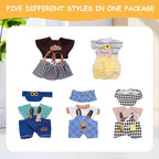 17cm Doll Clothes 5 Sets, Hat & Overalls Dress Up Outfit Compatible for Labubu 17cm 15cm Accessories, No Doll Included