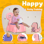 Potty Training Toilet Toddler Potty Chair Kids Boys Girls Dinosaur Animal Comfortable Potties Training Seat for Childrens Ages 1-3 Portable Baby Toilets with Lid Back Easy to Clean Potty Trainer, Pink