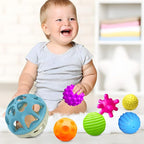 Sensory Toys for Babies, Montessori Textured Baby Balls and Wheat Straw Rattle, Baby Toys for 6-12 Months, Ideal Newborn Gifts for Boys and Girls, Toddler Toys for 1-3