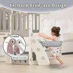 KORIMEFA Toddler Slide Set, 8 in 1 Kids Slide, Indoor Outdoor Slide for Toddlers Age 1-3, Toddler Playset with Basketball Hoop and Tunnel, Toddler Indoor Outdoor Playground