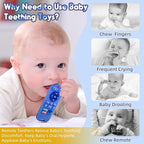 AiTuiTui Baby Teething Relief Chew Toys for 3 6 9 12 Months Essentials, Silicone Teether Remote Control Bath Toy for Autism Newborn Infant Boy Girl Baby Shower Birthday Gifts, Dark Blue