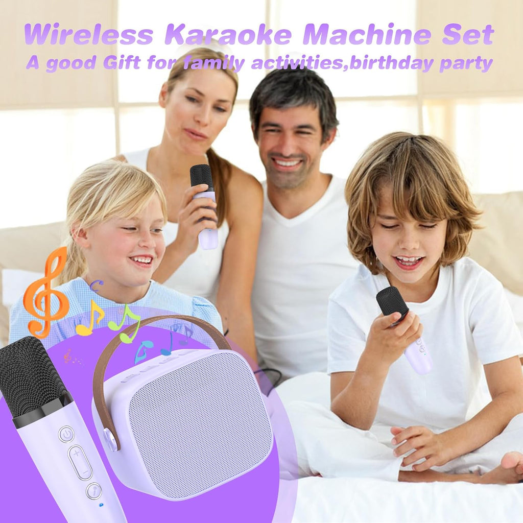 Mini Karaoke Machine,Funny Toys Christmas Birthday Gifts for Kids Age 4-12 Girls,Boys,Adults, Karaoke Microphone Toys for 4,5,6,7,8,9,10,11,12+ Year Old Girls Boys (Purple 2 mics)