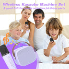 Mini Karaoke Machine,Funny Toys Christmas Birthday Gifts for Kids Age 4-12 Girls,Boys,Adults, Karaoke Microphone Toys for 4,5,6,7,8,9,10,11,12+ Year Old Girls Boys (Purple 2 mics)