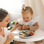 Tiny Twinkle Mess Proof Baby Bib - Waterproof & Lightweight Baby-Led Weaning Apron | 100% Recycled Polyester, Easy Clean & Machine Washable (Cotton Candy, Small 6-24 Months)