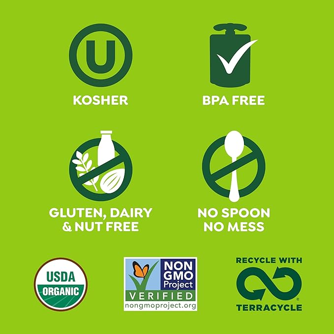 GoGo squeeZ Organic Applesauce and Fruit Puree, Apple Apple, 3.2 oz (Pack of 12), Unsweetened Organic Fruit Snacks for Kids, Gluten Free, Nut Free and Dairy Free, Recloseable Cap, BPA Free Pouches