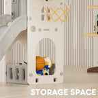 YUFU 8 in 1 Toddler Slide Set, Kids Slide for Toddlers Age 1-3, Toddler Playset with Climber, Basketball Hoop and Ball, Outdoor Indoor Playground for Toddlers 1-3 (Beige+Gray)